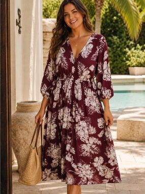 NWT Torrid Maxi Challis Tiered V-Neck Dress